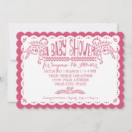 Papel Picado Flicka Shower Rosa Lilac Fiesta Inbjudningar