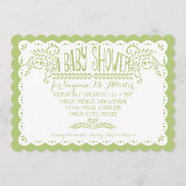 Papel Picado Flicka Shower Rosa Lime Fiesta Inbjudningar