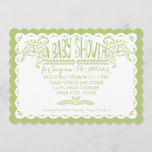 Papel Picado Flicka Shower Rosa Lime Fiesta Inbjudningar