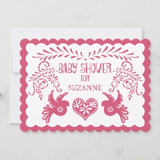 Papel Picado Flicka Shower Rosa Orange Fiesta Inbjudningar (Framsida)