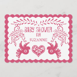Papel Picado Flicka Shower Rosa Orange Fiesta Inbjudningar