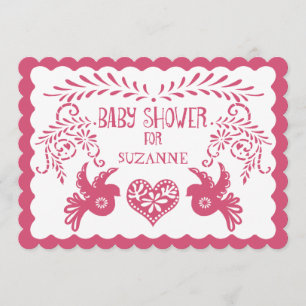 Papel Picado Flicka Shower Rosa Orange Fiesta Inbjudningar