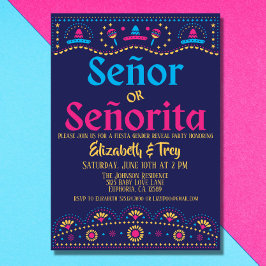 Papel Picado Gender Reveal Fiesta Inbjudningar
