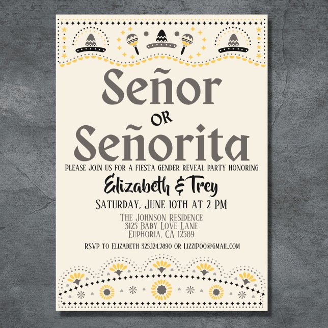 Papel Picado Gender Reveal Fiesta Inbjudningar (What a cute gender neutral Mexican papel picado themed gender reveal invitation. )