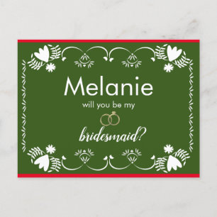 Papel Picado Grönt Bridesmaid Frieri kort