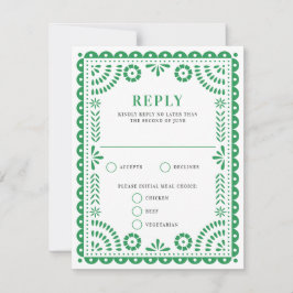 Papel Picado Grönt | Bröllop Reply OSA kort