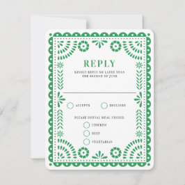 Papel Picado Grönt | Bröllop Reply OSA kort