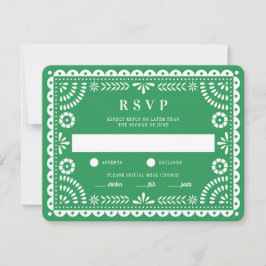 Papel Picado Grönt | Bröllop Reply OSA kort