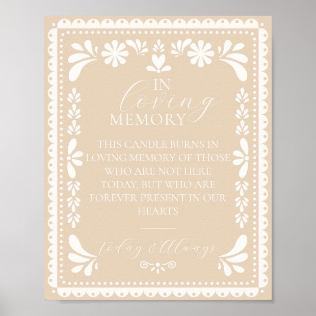Papel Picado i Loving Memory Candle Memorial Sign Poster (Framsidan)