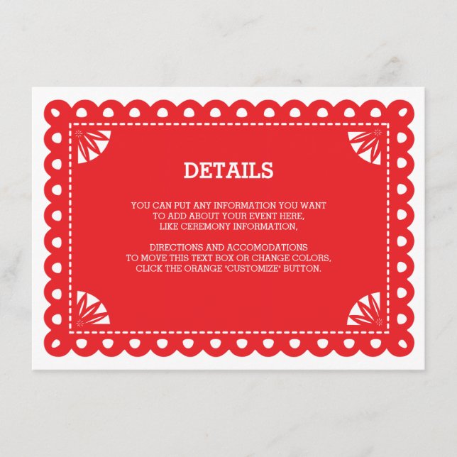 Papel Picado-infogningskort - Orange Tilläggskort (Framsida)