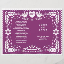 Papel Picado lila bröllop fiesta folderprogram