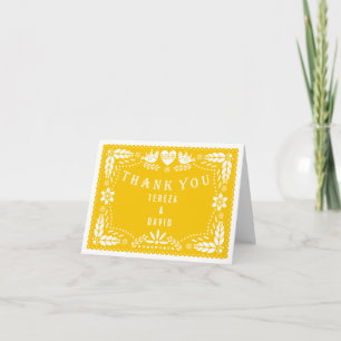 Papel picado love birds gult bröllop Tack Kort