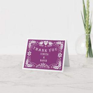Papel picado love birds lila bröllop Tack Kort