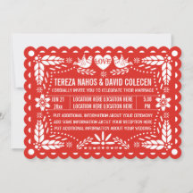 Papel picado love birds röd mexikansk fiesta bröll