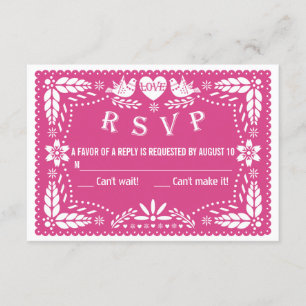 Papel picado love birds shock rosa bröllop OSA Kort