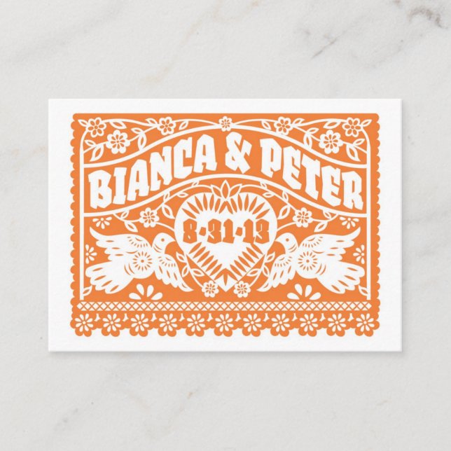 Papel Picado Lovebird Orange Place Card Placeringskort (Framsida)