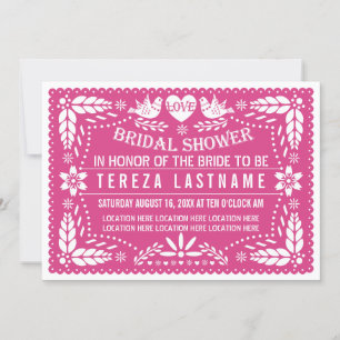 Papel picado lovebird rosa bröllop möhippa inbjudningar