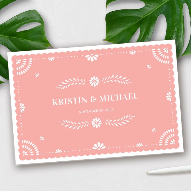 Papel Picado Mexican Bröllop Guestbook Gästböcker (Papel Picado Mexican Wedding Guestbook by Fiesta Valley Print)