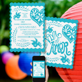 Papel Picado Mexican Fiesta Bröllop Banner Theme Inbjudningar