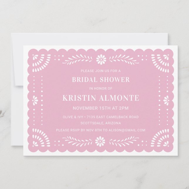 Papel Picado Mexican Inbjudningskort för möhippan (Framsida)