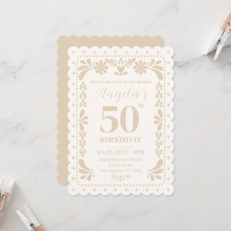 Papel Picado Mexican Neutralt Birthday-inbjudan Inbjudningar