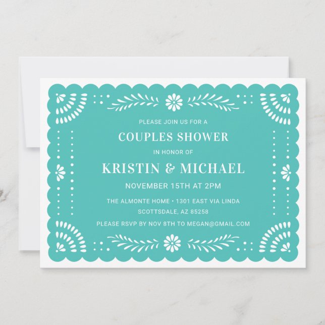 Papel Picado Mexican Par Shower-inbjudan Inbjudningar (Framsida)