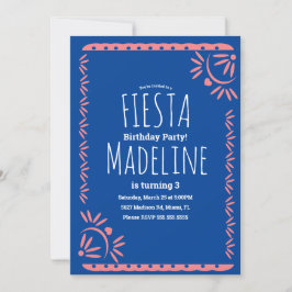 Papel Picado Mexikansk Födelsedagsfest Blommig Kan Inbjudningar