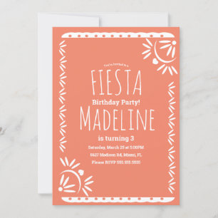 Papel Picado Mexikansk Födelsedagsfirande Blommig Inbjudningar