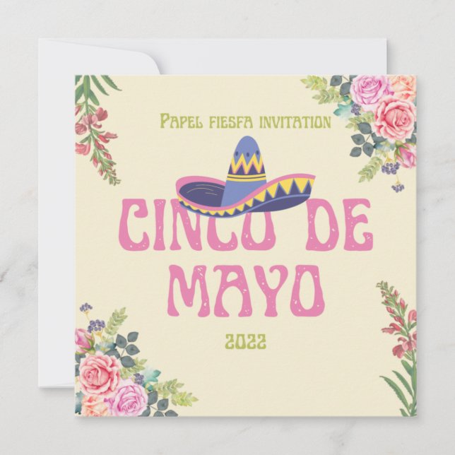 Papel Picado Mexikanska botaniska Blommigtar Fiest Inbjudningar (Framsida)