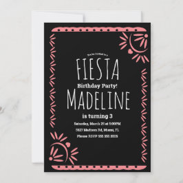 Papel Picado Mexinsk födelsedagsfest Blommig kant Inbjudningar