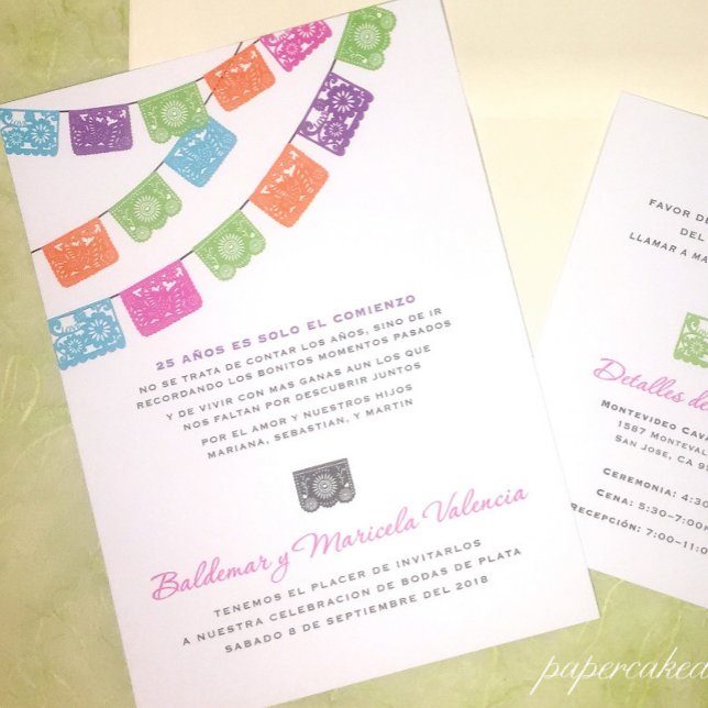 Papel Picado Multi-Färg bröllopsinbjudan Inbjudningar (Skapare uppladdad)