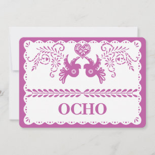 Papel Picado Ocho Åtta Bordnummer Guld Fiesta Inbjudningar