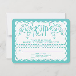 Papel Picado OSA Aqua Lime Fiesta Bröllop Banner Kort