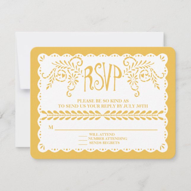 Papel Picado OSA Guld Fiesta Bröllop banderoll Kort (Framsida)