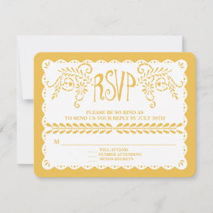 Papel Picado OSA Guld Fiesta Bröllop banderoll Kort
