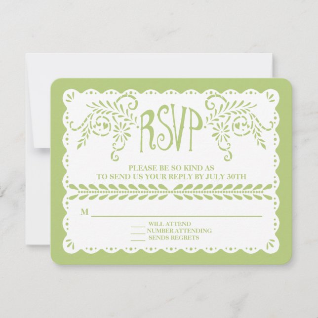 Papel Picado OSA Lime Fiesta Bröllop banderoll Kort (Framsida)
