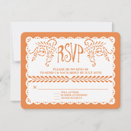 Papel Picado OSA Orange Fiesta Bröllop Banner Kort