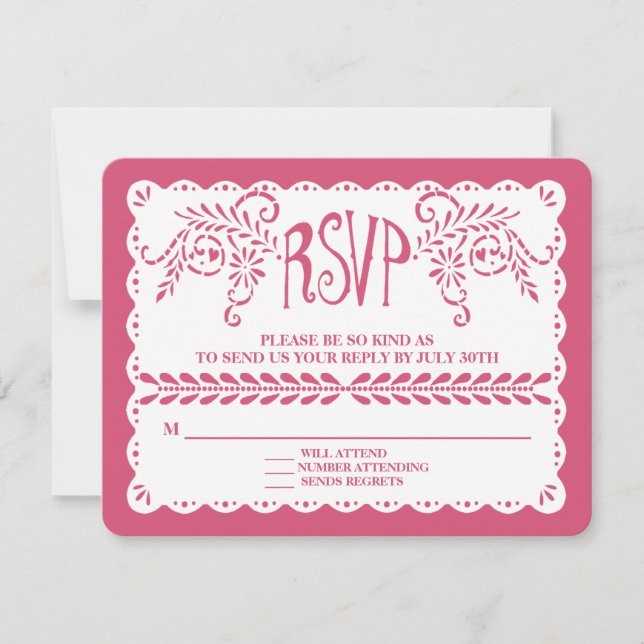 Papel Picado OSA Shock rosa Fiesta Bröllop Banner Kort (Framsida)