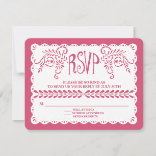 Papel Picado OSA Shock rosa Fiesta Bröllop Banner Kort
