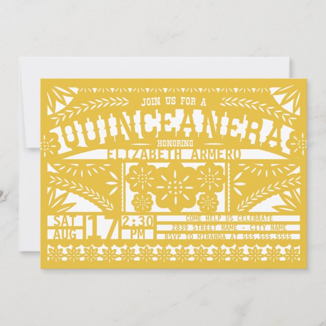 Papel Picado Quinceañera inbjudan (Framsida)