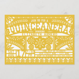 Papel Picado Quinceañera inbjudan