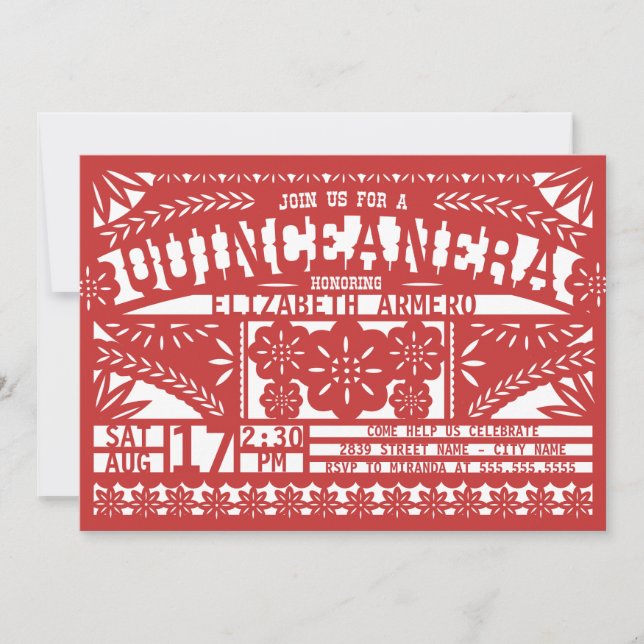 Papel Picado Quinceañera-inbjudan Inbjudningar (Framsida)