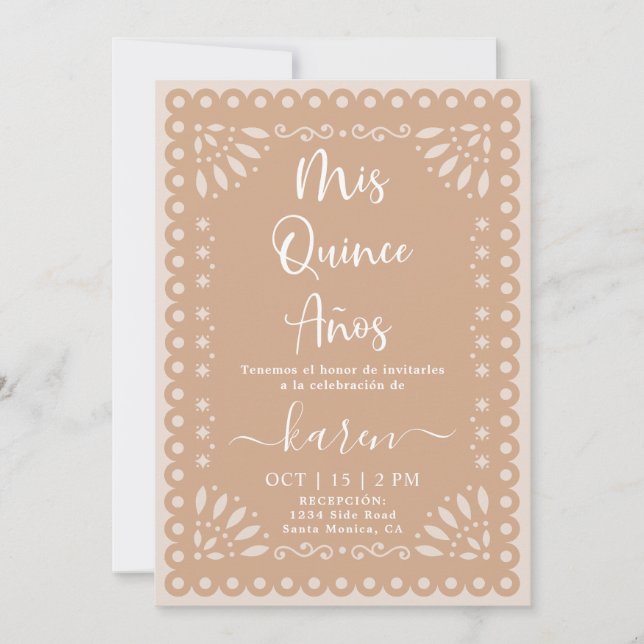 Papel Picado Quinceanera Inbjudningar (Framsida)