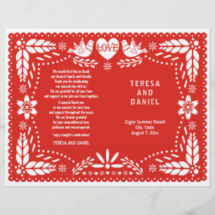 Papel Picado red bröllop fiesta vikt program