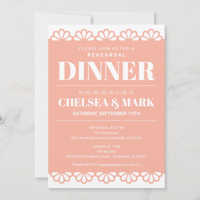 Papel Picado Rehearsal Middag Invitation Inbjudningar (Framsida)