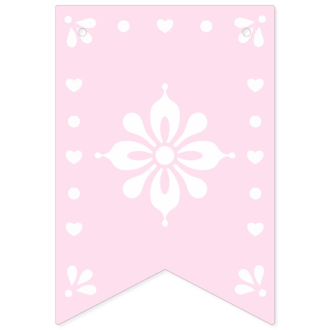 Papel Picado Rosa Baby Shower Bunting Flaggor (Andra flaggan)