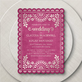 Papel Picado Rosa Bröllop Inbjudningar