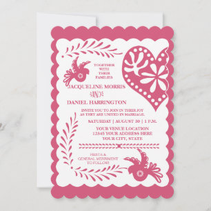 Papel Picado Rosa Lime Fiesta Bröllop banderoll Inbjudningar