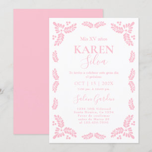 Papel Picado Rosa Quinceanera Inbjudningar