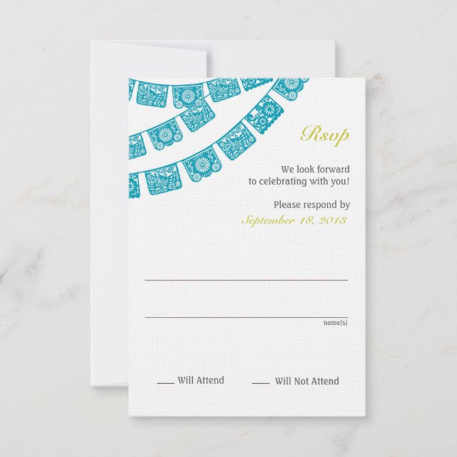 Papel Picado Rsvp Bröllop OSA Kort (Framsida)